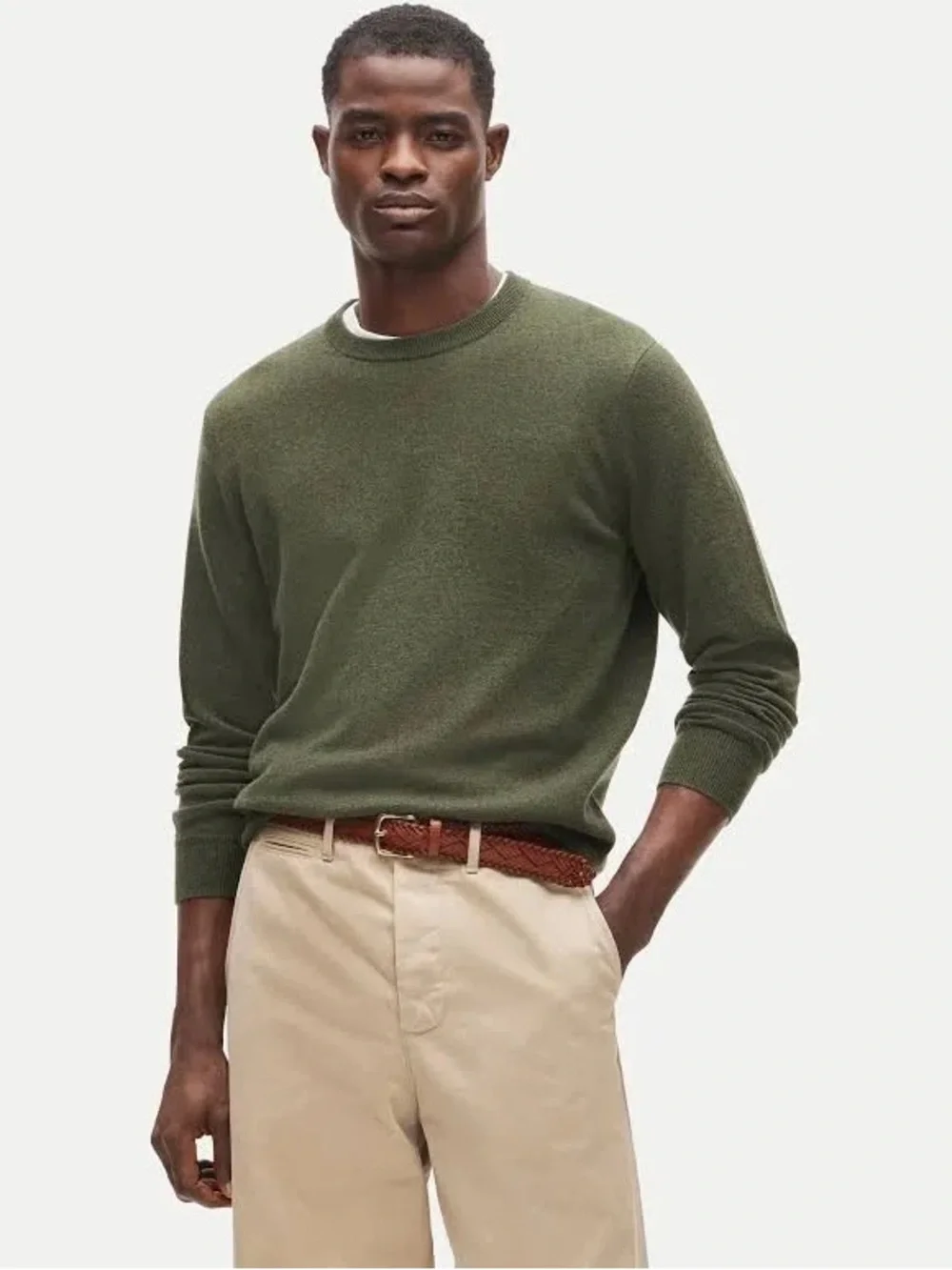 J. Crew Men's Cashmere Crewneck Sweater Olive